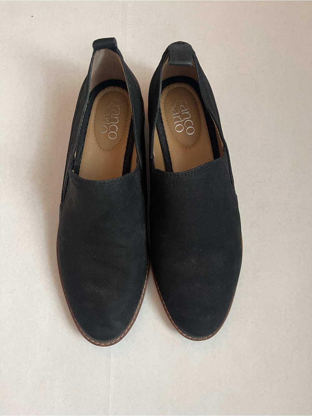 Franco Sarto Black Slip-On Women's Loafers